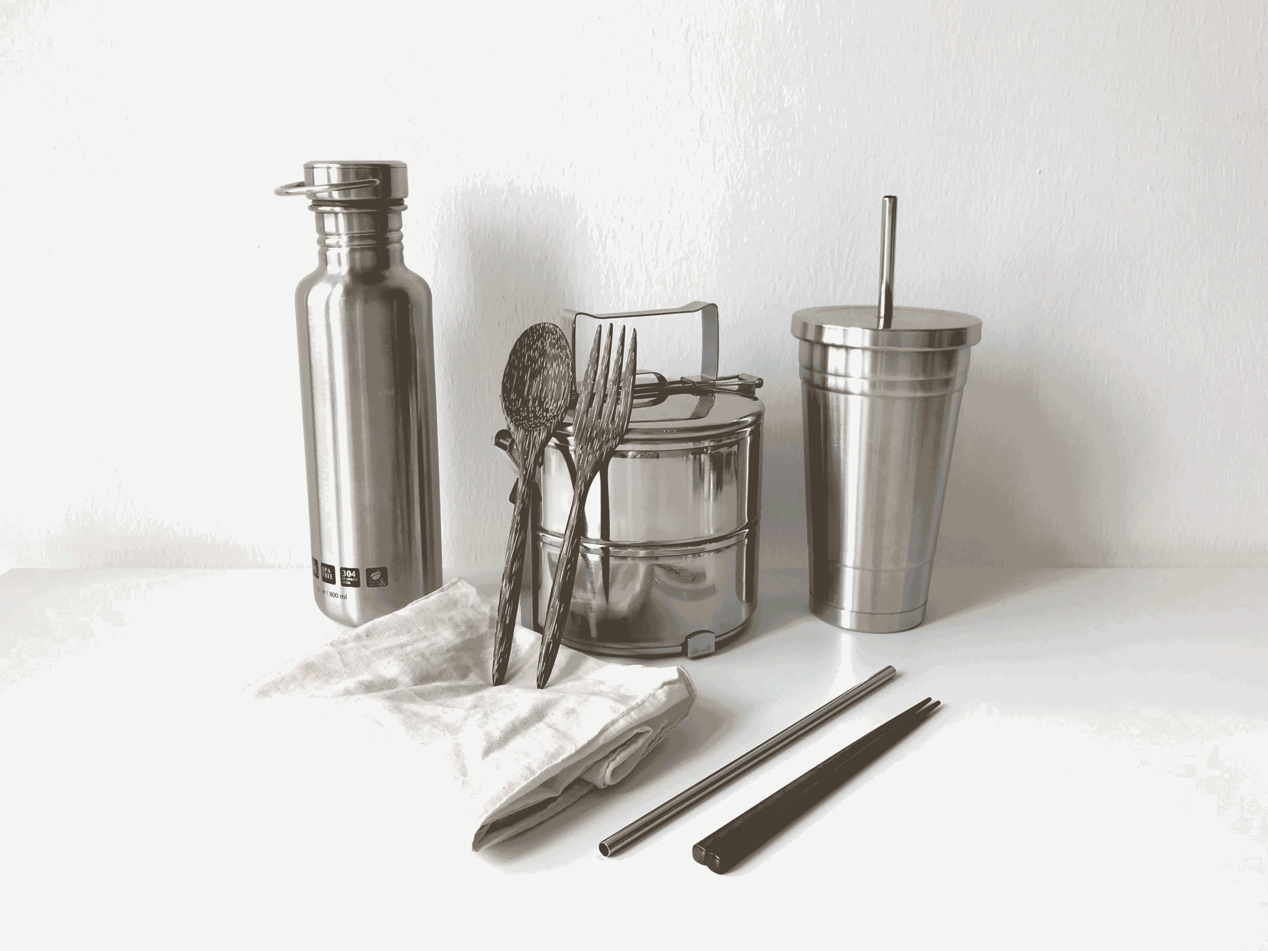 stainless steel containers and utensils