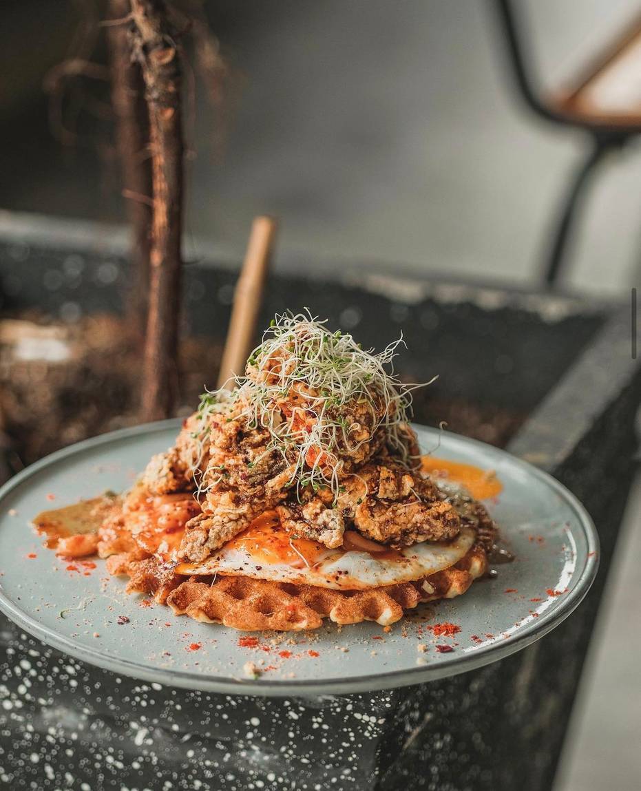 Chicken Waffle served on a plate