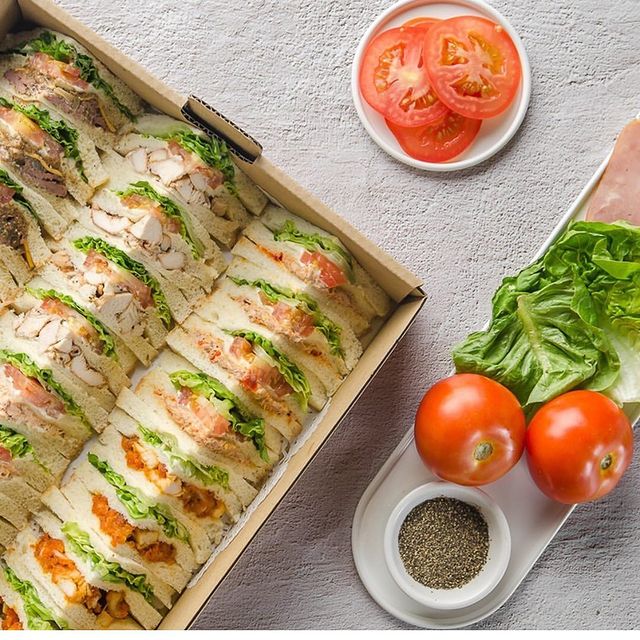 sandwiches packed in a kraft box