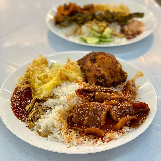 Nasi Lemak served on a plate