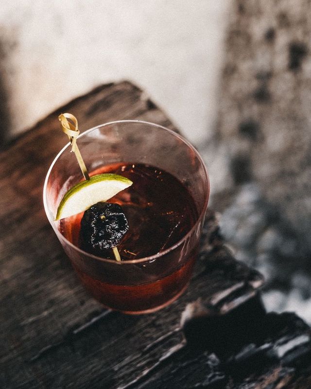 cocktail served in a glass with garnish