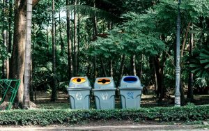 recycling bins in a city park
