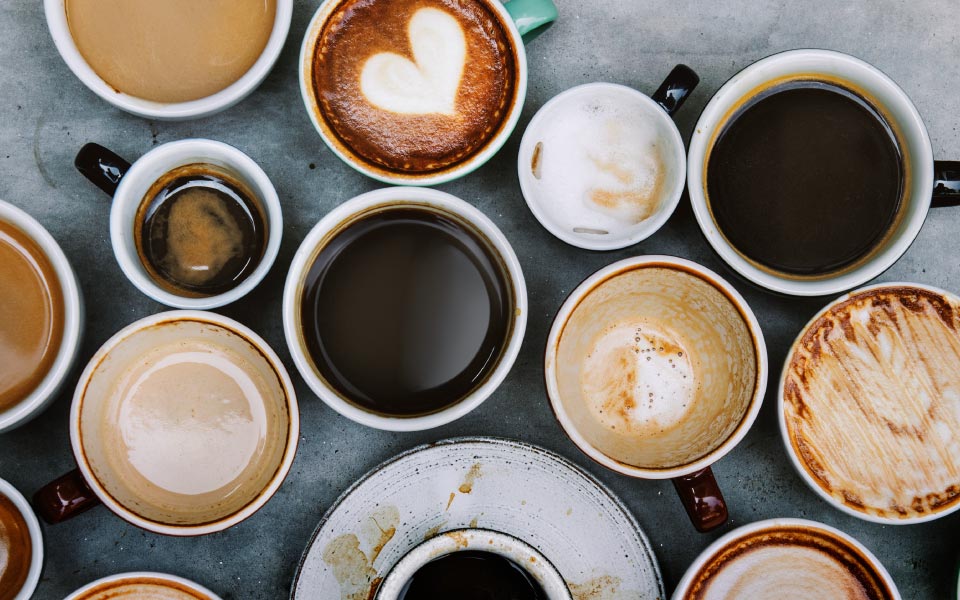 various cups and types of coffee