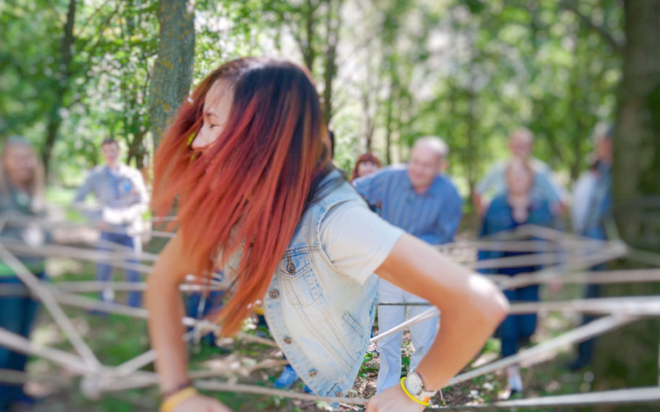 a team building event with a group of people