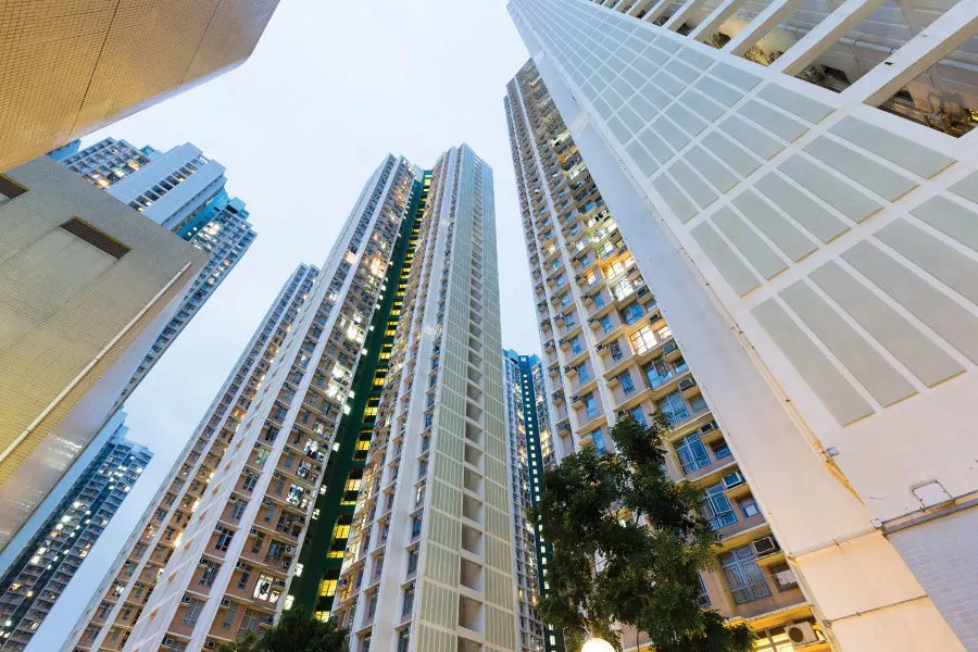 condominium view from a low angle