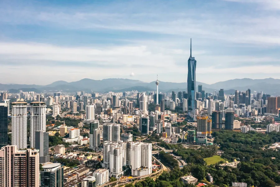 aerial view of Kuala Lumpur city skyline