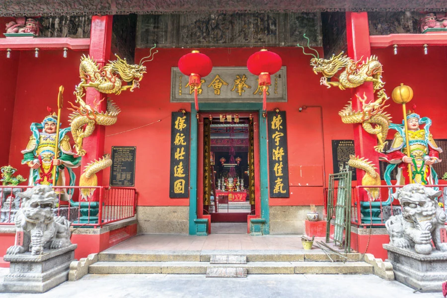 red building with chinese traditional architecture