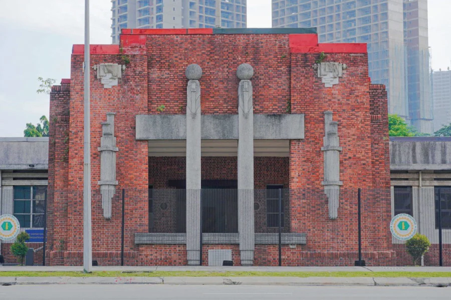 facade of a building built with red bricks