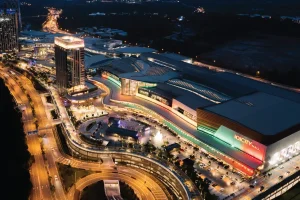 buildings illuminated at night with a signage, IOI City Mall